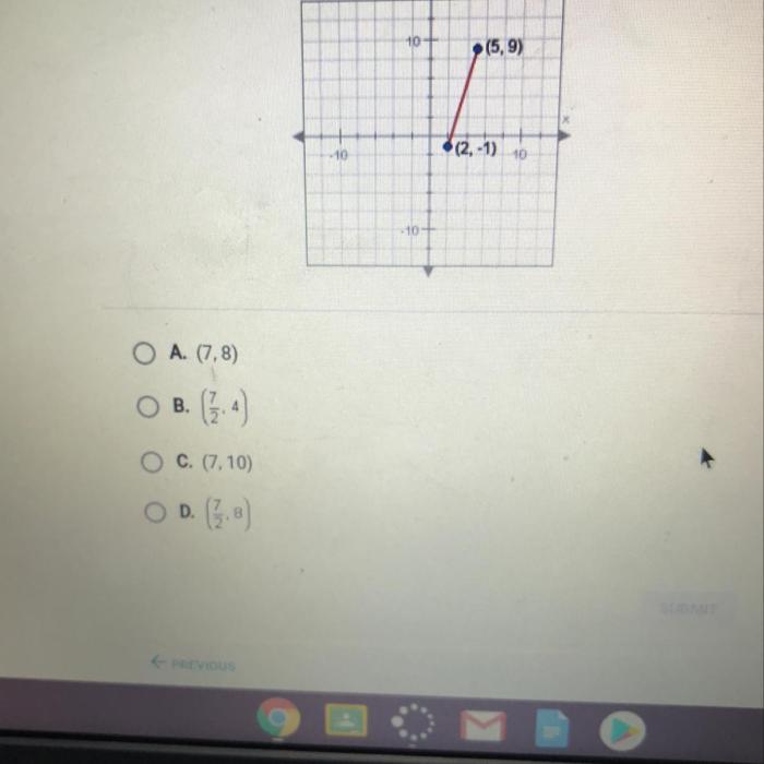 What is the midpoint of the line segment graphed below